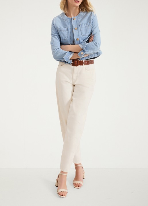 Phase Eight Ripley cropped spijkerjas met klepzakken - voorkant 7 indigo