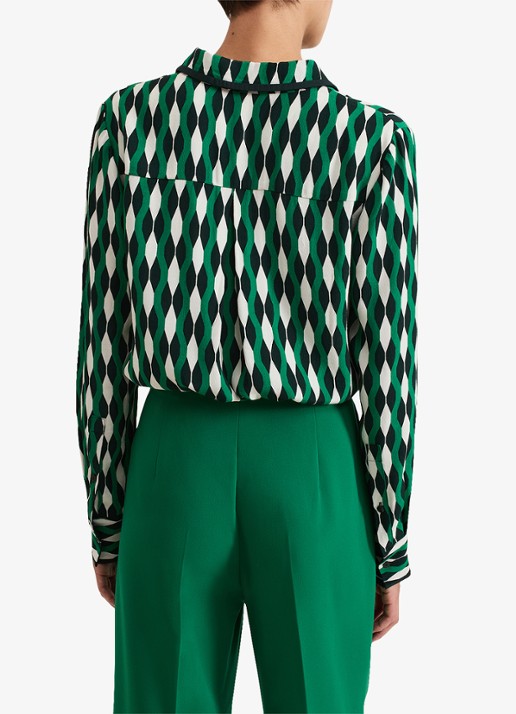 Phase Eight Rita blouse met grafische print - achterkant 8 groen