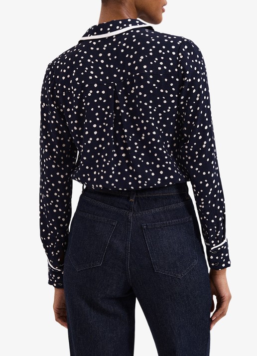 Phase Eight Rita blouse met stippenprint - achterkant 6 donkerblauw