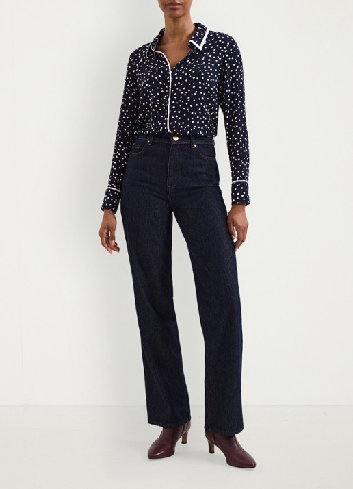 Phase Eight Rita blouse met stippenprint - voorkant 8 donkerblauw