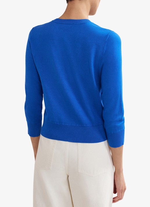 Phase Eight Robin fijngebreid vest met ronde hals - achterkant 7 blauw