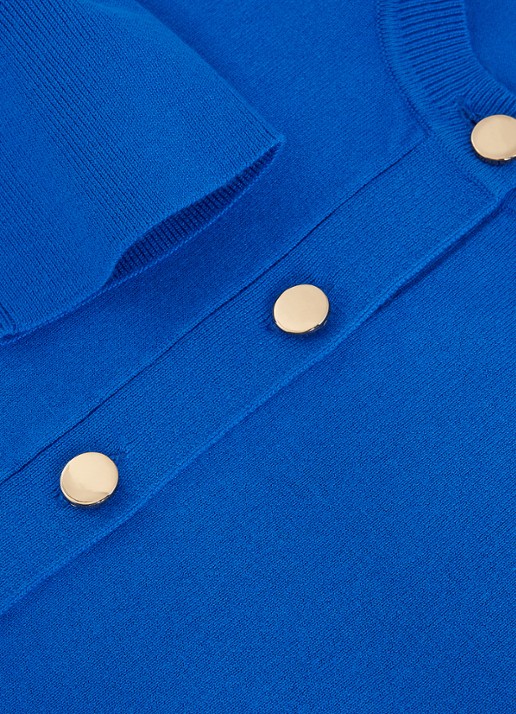 Phase Eight Robin fijngebreid vest met ronde hals - detail 6 blauw