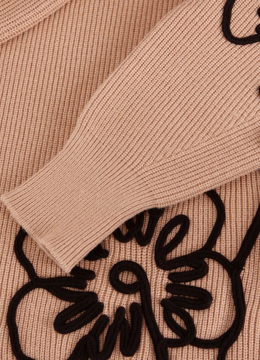 Phase Eight Rosa fijngebreide trui met borduring - detail 7 beige