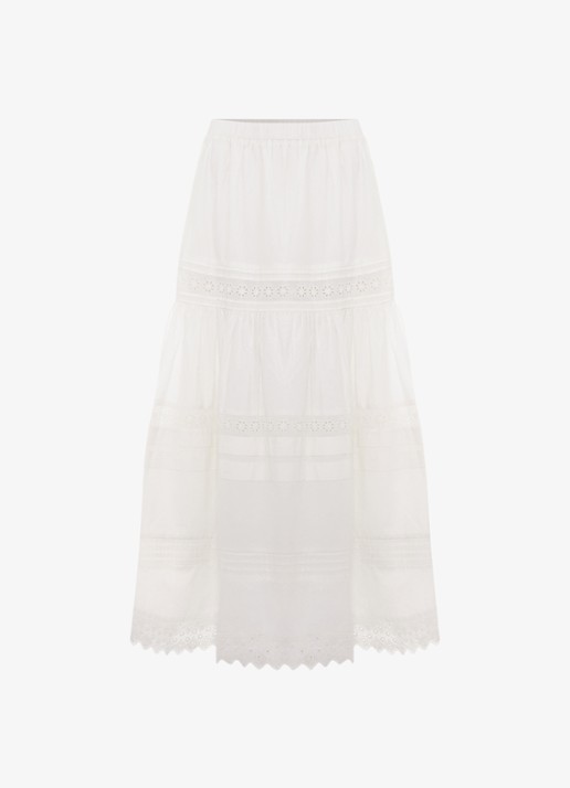 Phase Eight Rosa midi jurk met opengewerkt dessin - voorkant 6 white