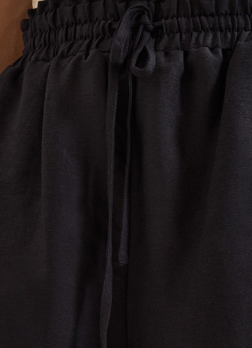 Phase Eight Rowan high waist loose fit palazzobroek in linnenblend - detail 3 zwart