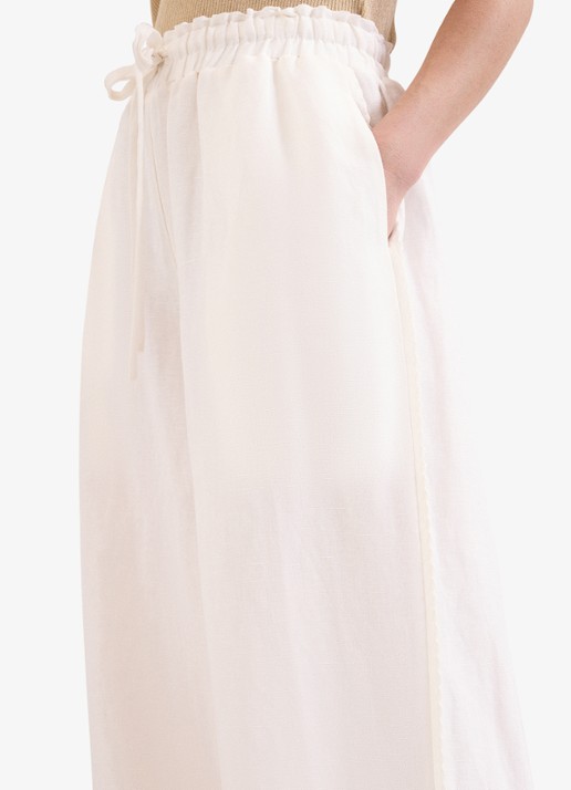 Phase Eight Rowan high waist wide fit broek in linnenblend - detail 5 white