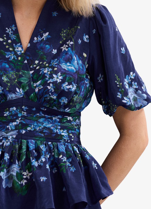 Phase Eight Safa tuniek met bloemenprint - detail 4 donkerblauw