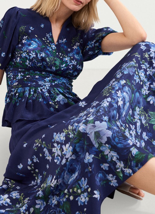 Phase Eight Safa tuniek met bloemenprint - detail 5 donkerblauw