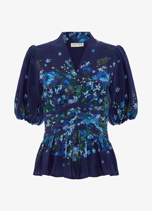 Phase Eight Safa tuniek met bloemenprint - voorkant donkerblauw