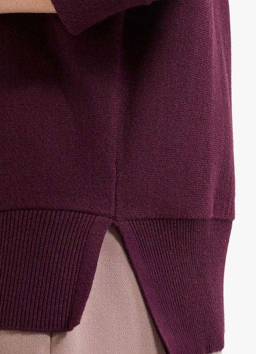Phase Eight Salima fijngebreide trui met col - detail 6 bordeauxrood