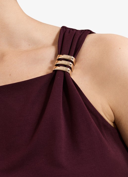 Phase Eight Samie top met asymmetrische hals - detail 5 bordeauxrood