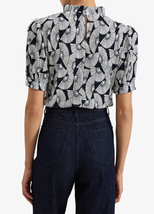 Phase Eight Samiha top met print en structuur - achterkant 8 donkerblauw
