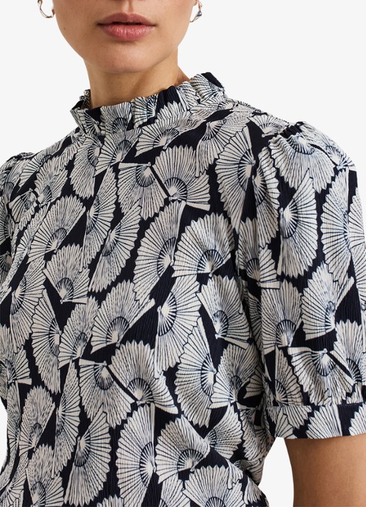 Phase Eight Samiha top met print en structuur - detail 4 donkerblauw