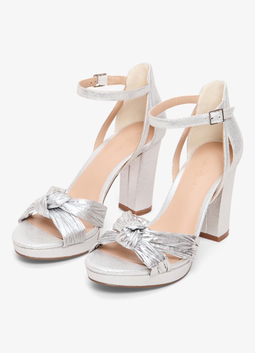 Phase Eight Sandalette met metallic finish  - detail zilver