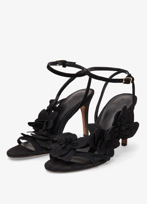 Phase Eight Sandalette van geitensuède met applicatie - detail 3 zwart