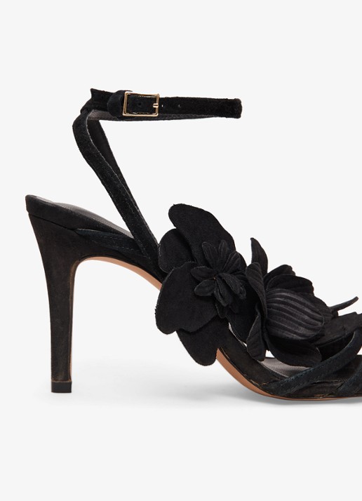 Phase Eight Sandalette van geitensuède met applicatie - detail 4 zwart