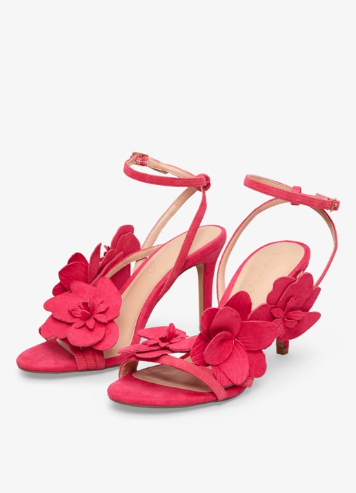 Phase Eight Sandalette van geitensuède met applicatie - detail roze