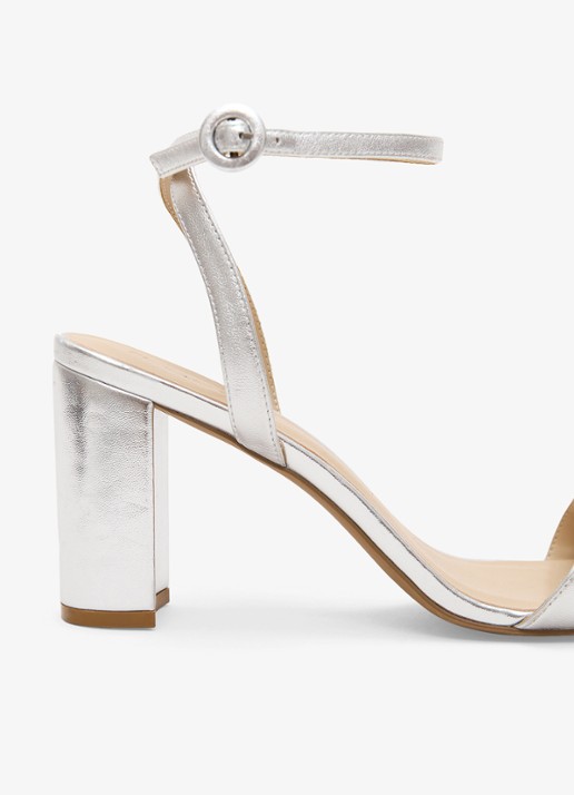 Phase Eight Sandalette van leer met metallic finish - detail 3 zilver