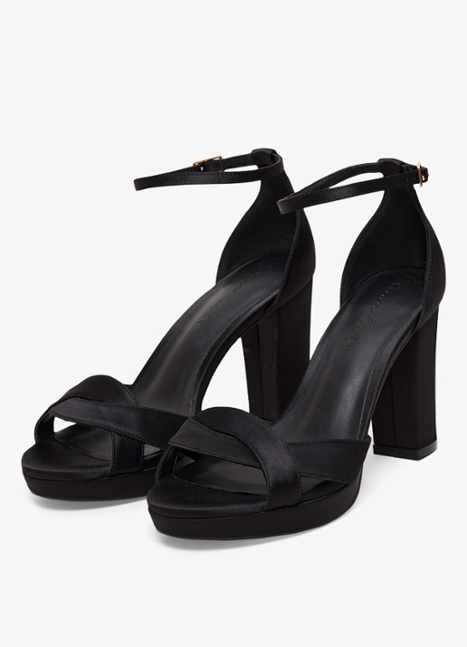 Phase Eight Sandalette van satijn - voorkant 2 zwart