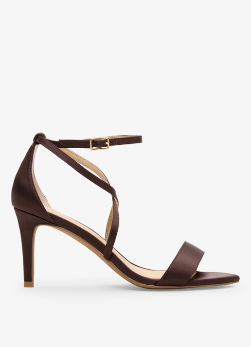 Phase Eight Sandalette van satijn - voorkant bruin