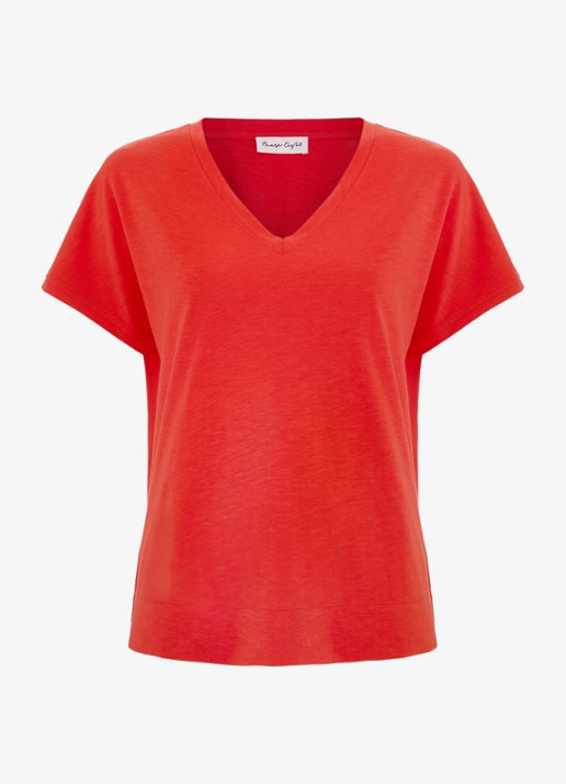 Phase Eight Saphiya t-shirt van katoen - voorkant koraal