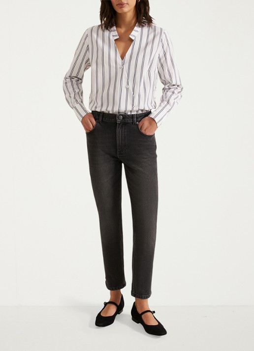 Phase Eight Sara mid waist slim fit jeans met gekleurde wassing - voorkant 7 zwart