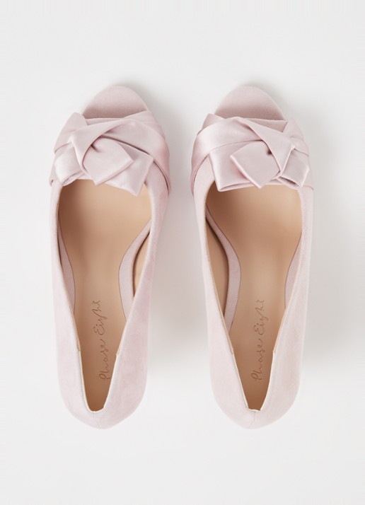 Phase Eight Satin Twist pump van suède - detail 4 lichtroze