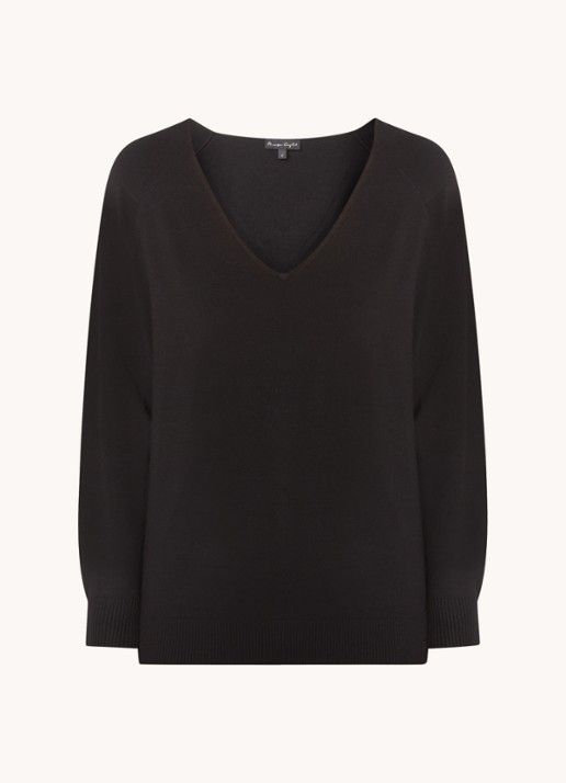 Phase Eight Senita fijngebreide pullover met stretch  - voorkant 2 zwart