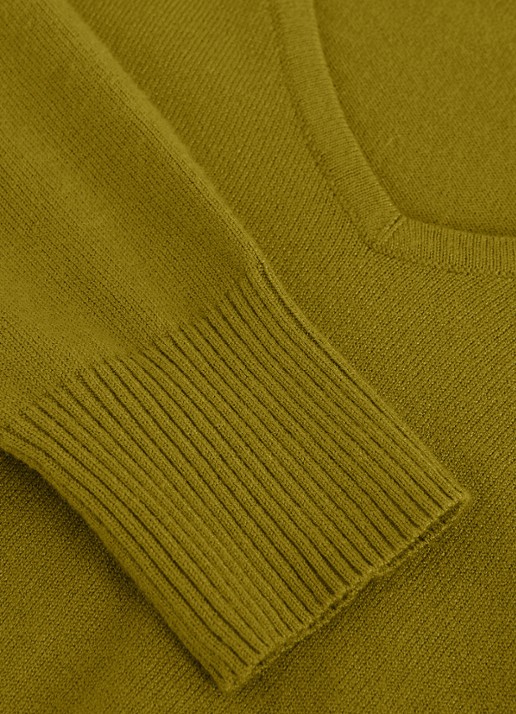 Phase Eight Senita fijngebreide trui met V-hals - detail 8 mosgroen