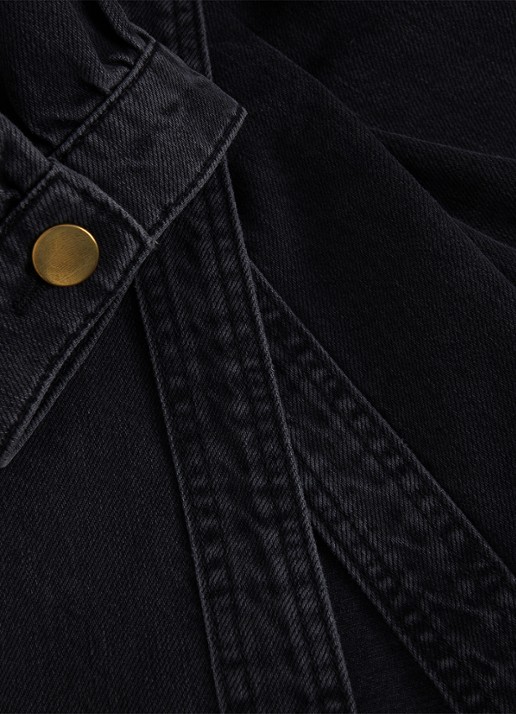 Phase Eight Senita midi wikeljurk van denim met gekleurde wassing - detail 4 donkergrijs