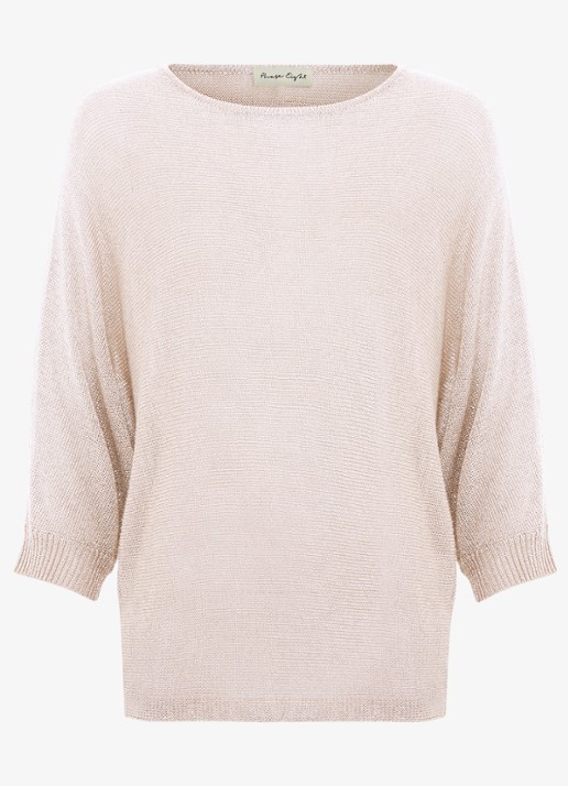 Phase Eight Sequin fijngebreide trui met lurex - voorkant 2 creme