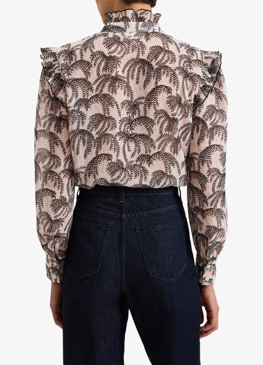 Phase Eight Serena blouse met bladprint - achterkant creme