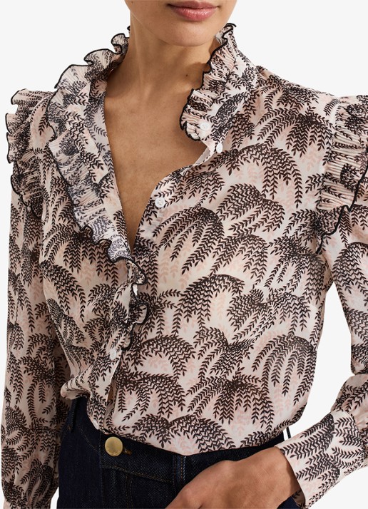 Phase Eight Serena blouse met bladprint - detail 5 creme