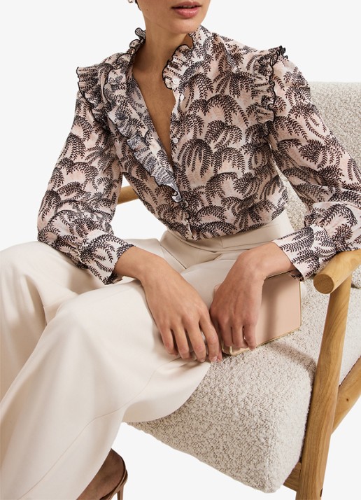 Phase Eight Serena blouse met bladprint - detail 7 creme