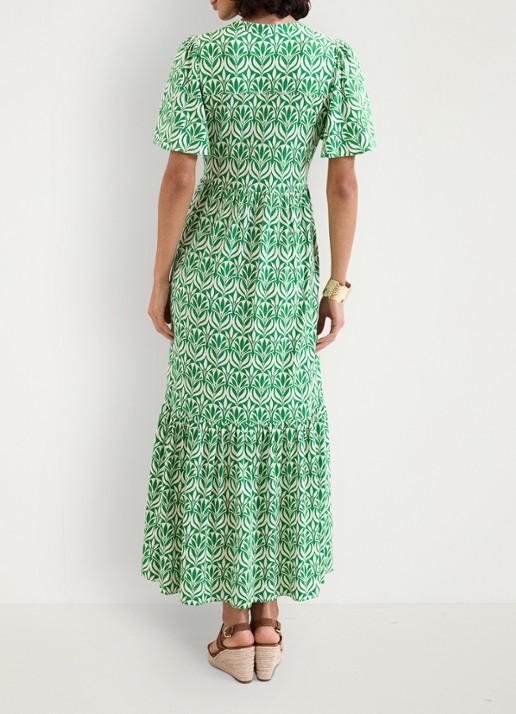 Phase Eight Shakira midi jurk met grafische print - achterkant groen
