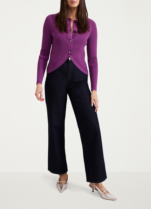 Phase Eight Sharna ribgebreid vest - voorkant 6 paars