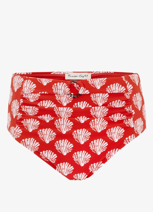 Phase Eight Shell high waisted bikinislip met print - voorkant 5 rood