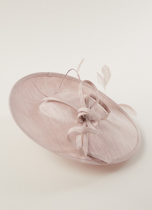 Phase Eight Sherby Twist Fascinator haarband met veren - voorkant 4 taupe
