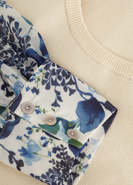 Phase Eight Shiloh fijngebreide top met pofmouwen  - detail 4 ivoor