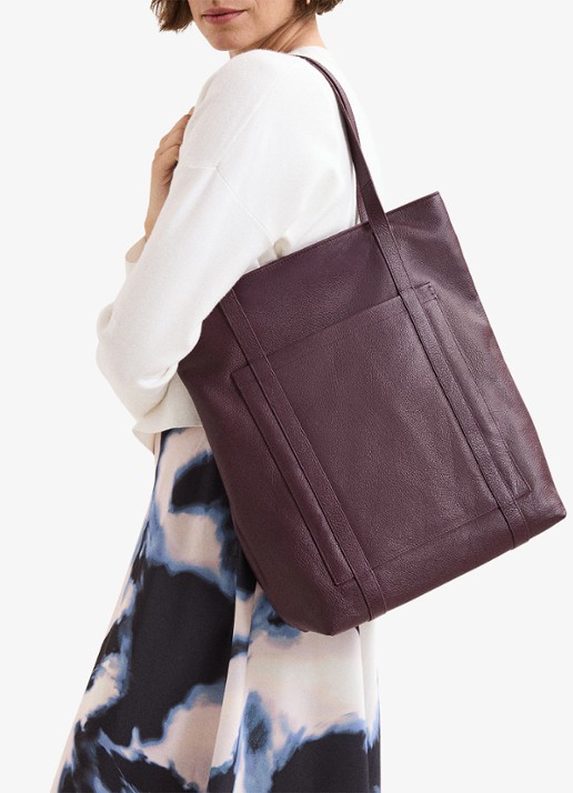 Phase Eight Shopper van leer - voorkant 2 donkerrood
