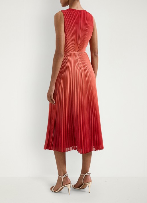 Phase Eight Simara midi jurk met strikceintuur - achterkant oranjerood