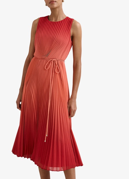 Phase Eight Simara midi jurk met strikceintuur - detail 4 oranjerood