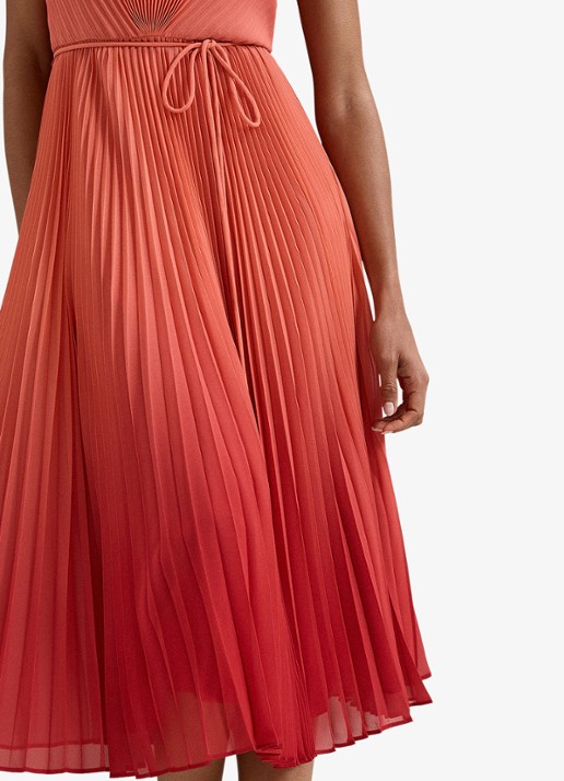 Phase Eight Simara midi jurk met strikceintuur - detail 5 oranjerood