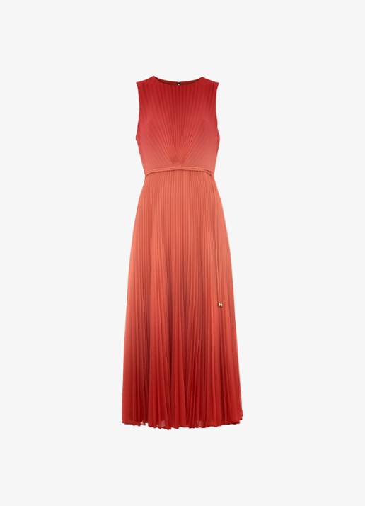 Phase Eight Simara midi jurk met strikceintuur - voorkant 2 oranjerood
