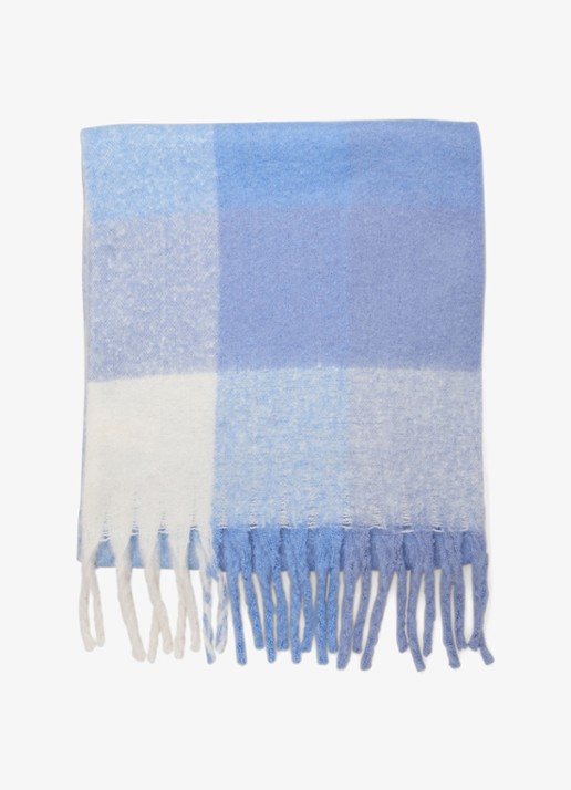 Phase Eight Sjaal met franjes en ruitdessin - voorkant 5 donkerblauw