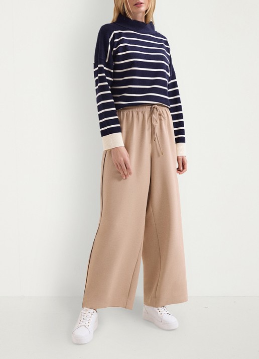 Phase Eight Skye high waist wide fit trackpant met streep detail