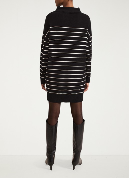 Phase Eight Skylar mini fijngebreide trui-jurk met streepprint - achterkant zwart