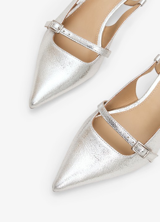 Phase Eight Slingback van geitenleer - detail 2 zilver