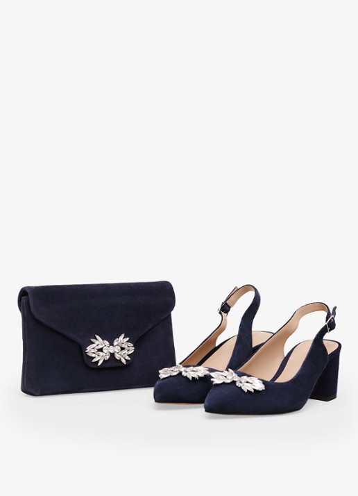 Phase Eight Slingback van geitensuède met strass  - detail 8 donkerblauw