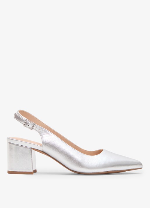 Phase Eight Slingback van leer met metallic finish